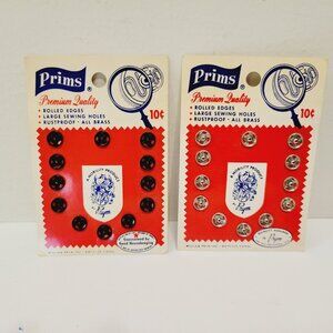 2 Antique Vtg Prims Snap Fastener Card Sew On Snaps Sewing Notion Prym USA